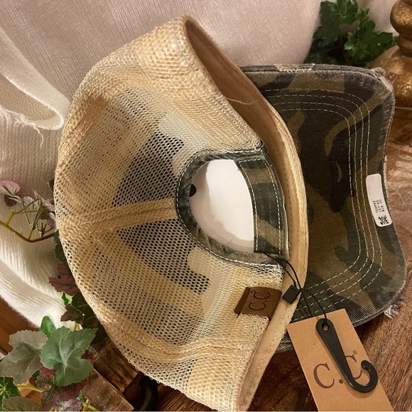 C. C Gray Camouflage Ponytail Hat NWT - Picture 2 of 3